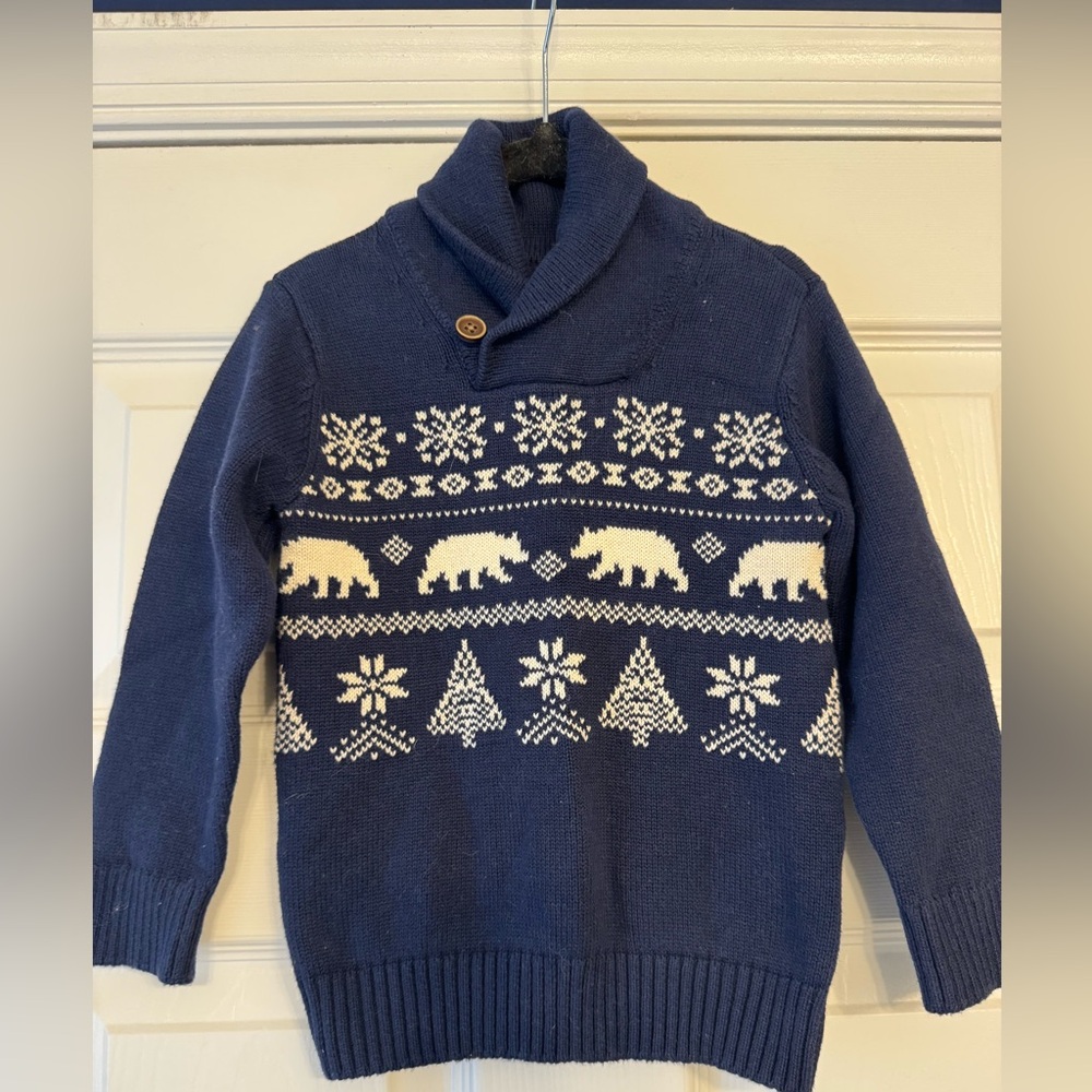 The Children's Place Navy Blue Sweater with White Pattern
